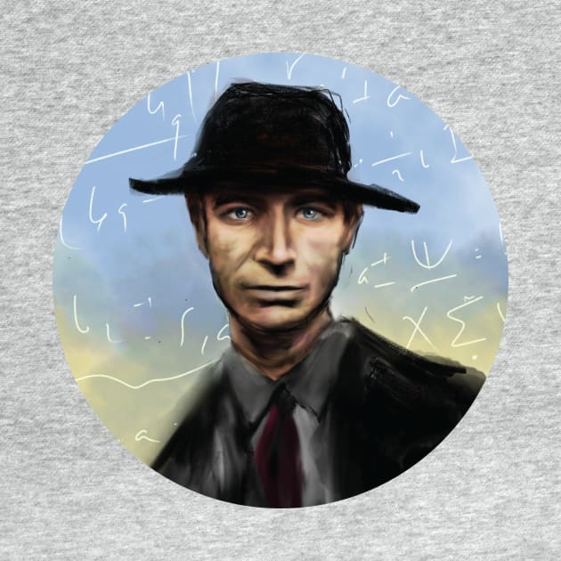 Oppenheimer with porkpie hat and New Mexico Sky by brendafleming